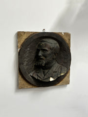 Antique 19th Century Plaster Wall Bust Of A Bearded Man With Inscription