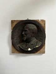 Antique 19th Century Plaster Wall Bust Of A Bearded Man With Inscription