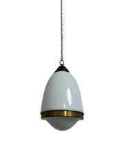 Antique Vintage German Bauhaus Opaline Milk White Glass Ceiling Pendant Light Lamp