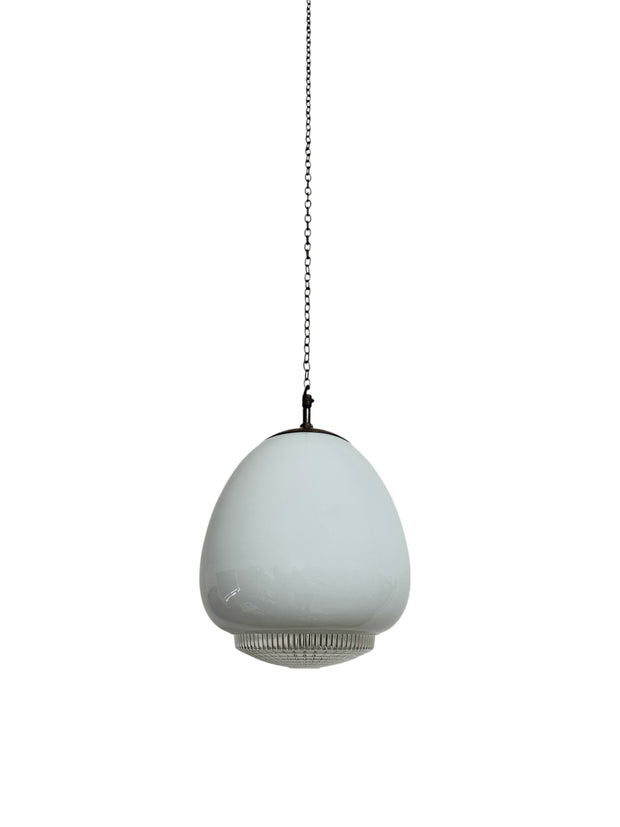 Set Run Antique Vintage Diffused Tulip Opaline Milk Glass Ceiling Pendants By Sunglow