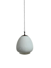 Set Run Antique Vintage Diffused Tulip Opaline Milk Glass Ceiling Pendants By Sunglow