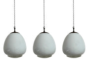 Set Run Antique Vintage Diffused Tulip Opaline Milk Glass Ceiling Pendants By Sunglow
