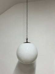 Large Vintage Antique Church Opaline Glass Globe Ceiling Pendant Lights