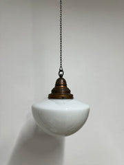 Large Antique Vintage Church Opaline Milk Glass Ceiling Pendant Light