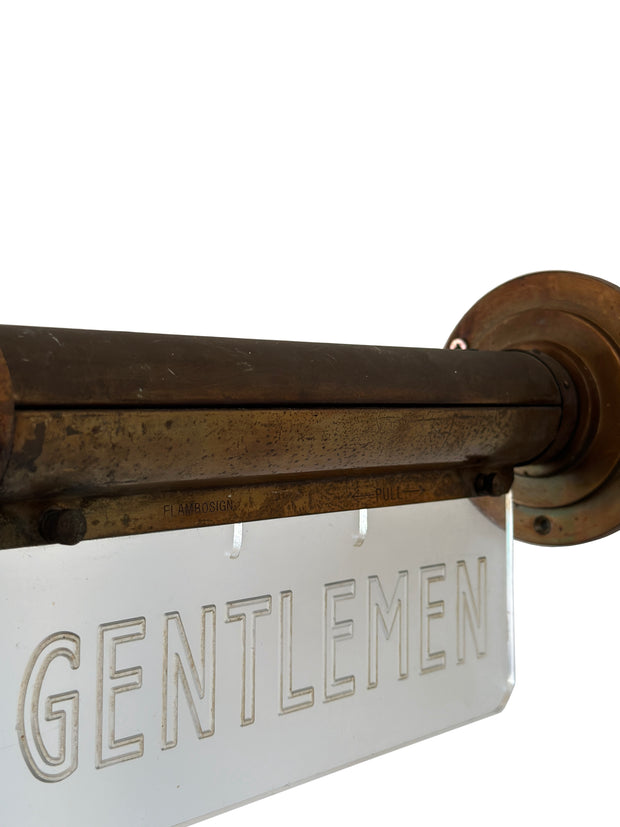 Antique Vintage Art Deco Brass Illuminated Advertising Cinema Gentlemen Sign By Flambosign