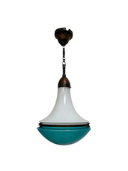Antique Industrial Opaline Siemens Verico L45 Daylight Ceiling Pendant Light By Peter Behrens
