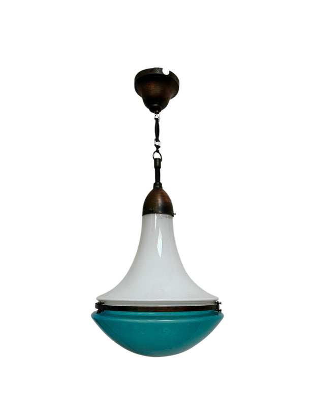 Antique Industrial Opaline Siemens Verico L45 Daylight Ceiling Pendant Light By Peter Behrens