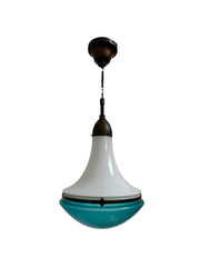 Antique Industrial Opaline Siemens Verico L45 Daylight Ceiling Pendant Light By Peter Behrens