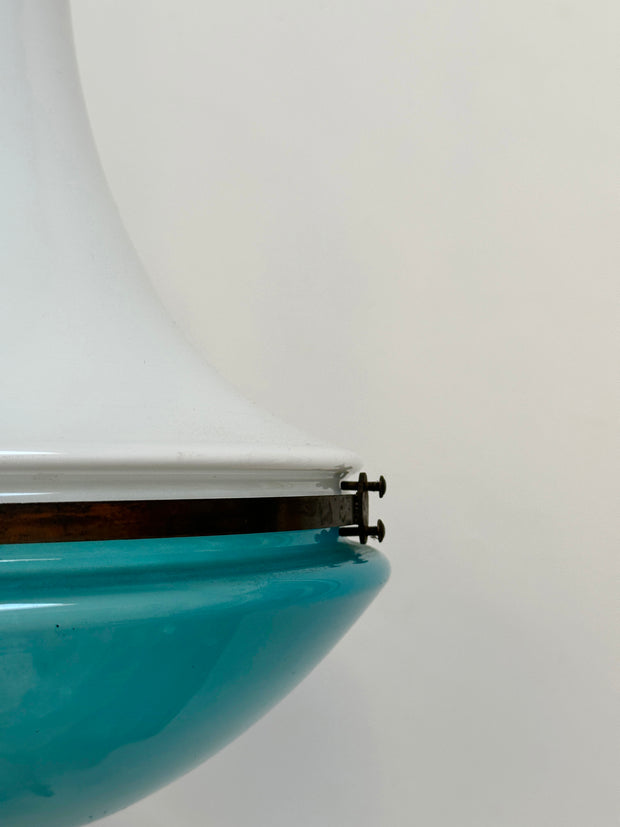 Antique Industrial Opaline Siemens Verico L45 Daylight Ceiling Pendant Light By Peter Behrens