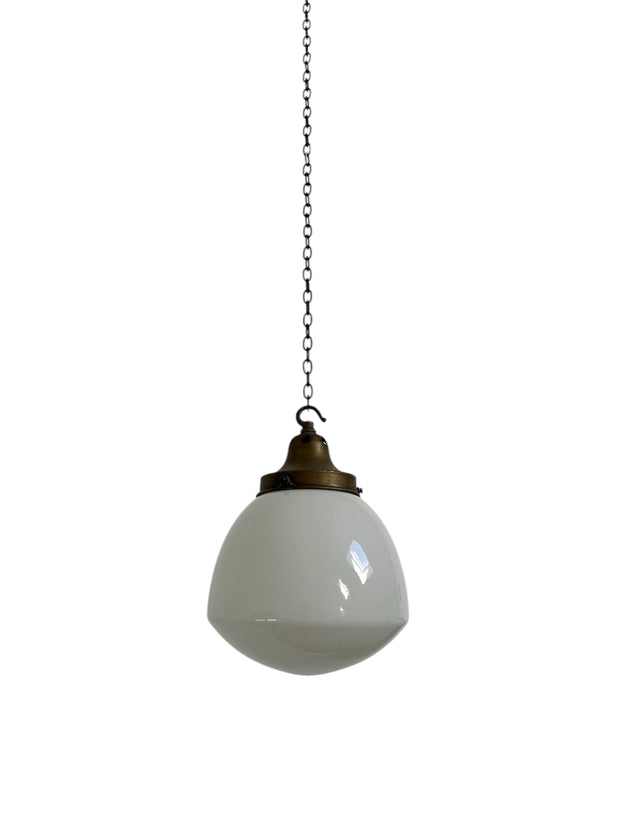 Vintage Antique Church Opaline Milk Glass Ceiling Pendant Light Lamp