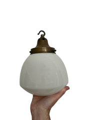Vintage Antique Church Opaline Milk Glass Ceiling Pendant Light Lamp