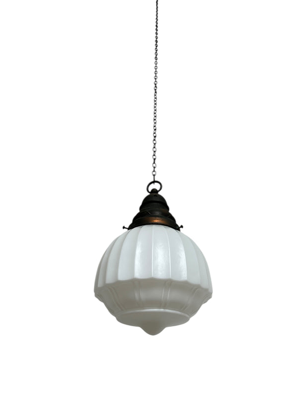 Set Run Antique Vintage Church Satin Opaline Ceiling Pendants Light Lamp