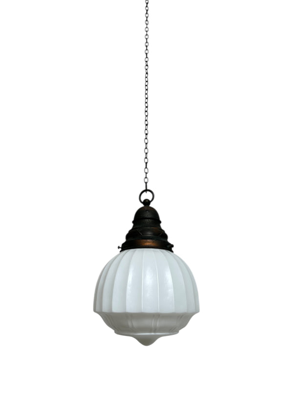 Set Run Antique Vintage Church Satin Opaline Ceiling Pendants Light Lamp