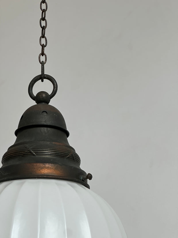 Set Run Antique Vintage Church Satin Opaline Ceiling Pendants Light Lamp