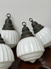 Set Run Antique Vintage Church Satin Opaline Ceiling Pendants Light Lamp