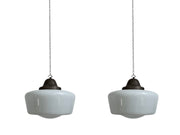 Run Set Antique Vintage Church Opaline Ceiling Pendants Light Lamp By Hailwood & Ackroyd
