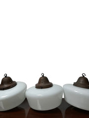 Run Set Antique Vintage Church Opaline Ceiling Pendants Light Lamp By Hailwood & Ackroyd