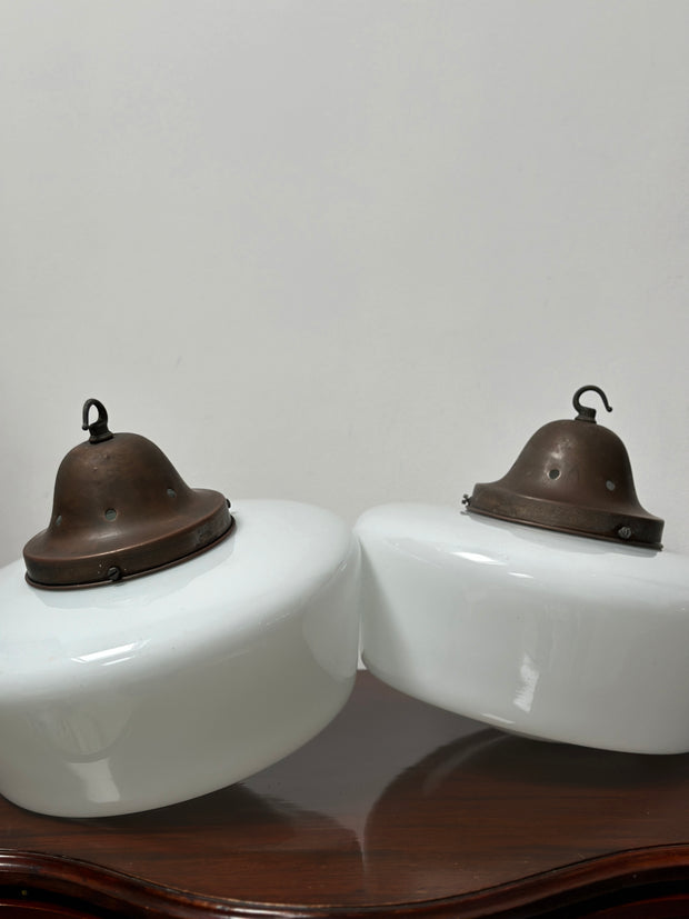 Run Set Antique Vintage Church Opaline Ceiling Pendants Light Lamp By Hailwood & Ackroyd