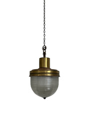 Antique Vintage Italian Holophane Glass Ceiling Light Pendant Lamp