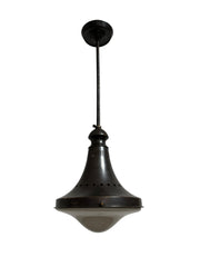 Antique Vintage Industrial Bronze Opaline Ceiling Pendant Light By Philips