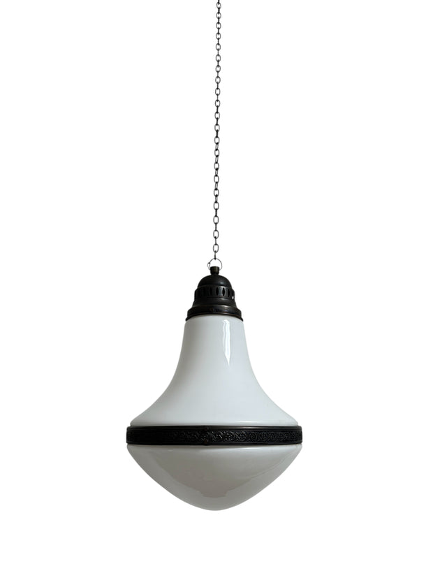 Vintage Bauhaus Opaline Milk Glass Ceiling Pendant Hängeleuchte Luzette