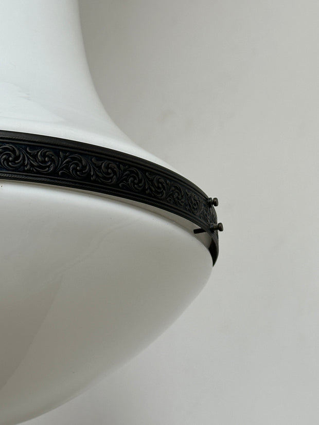 Vintage Bauhaus Opaline Milk Glass Ceiling Pendant Hängeleuchte Luzette