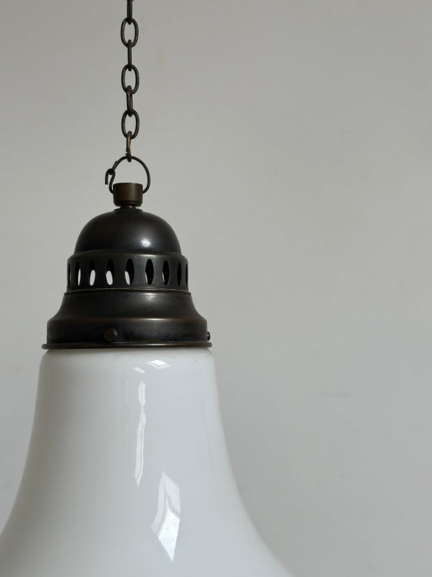 Vintage Bauhaus Opaline Milk Glass Ceiling Pendant Hängeleuchte Luzette