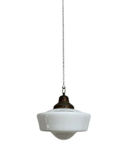 Antique Vintage English Church Opaline Milk Glass Ceiling Pendant Light