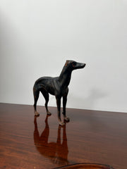 Vintage Industrial Cast Iron Bronze Greyhound Whippet Dog Statue Sculpture