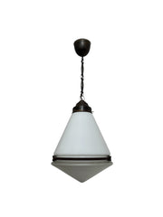 Antique Vintage Industrial Conical Opaline Milk Glass Ceiling Pendant By Peter Behrens