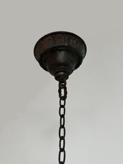 Vintage Antique Three Part Holophane Glass Ceiling Light Pendant Lamp