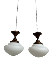 Pair Antique Bauhaus Kandem Opaline Ceiling Pendant Lights by Körting & Mathiesen