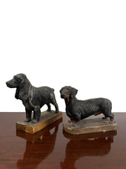 Pair of Antique Vintage Painted Plaster Model Dogs Sculpture By Frederick Thomas Daws (1878-1956)