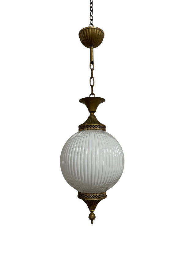 Antique Vintage French Opaline Milk Glass Ceiling Pendant Light Lamp