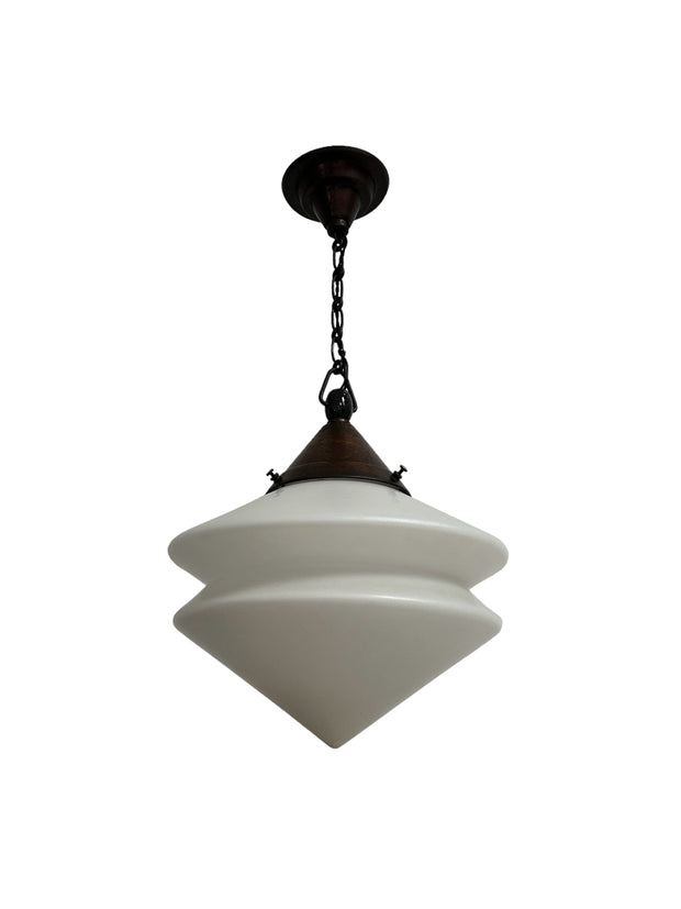 Antique Bauhaus Kandem Satin Opaline Glass Ceiling Pendant by Körting & Mathiesen A.G.