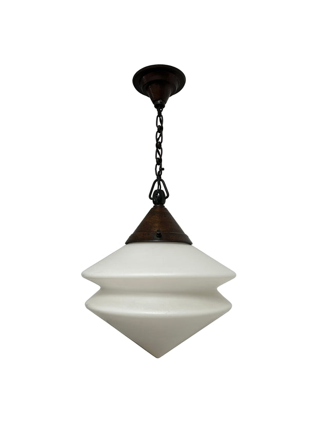 Antique Bauhaus Kandem Satin Opaline Glass Ceiling Pendant by Körting & Mathiesen A.G.