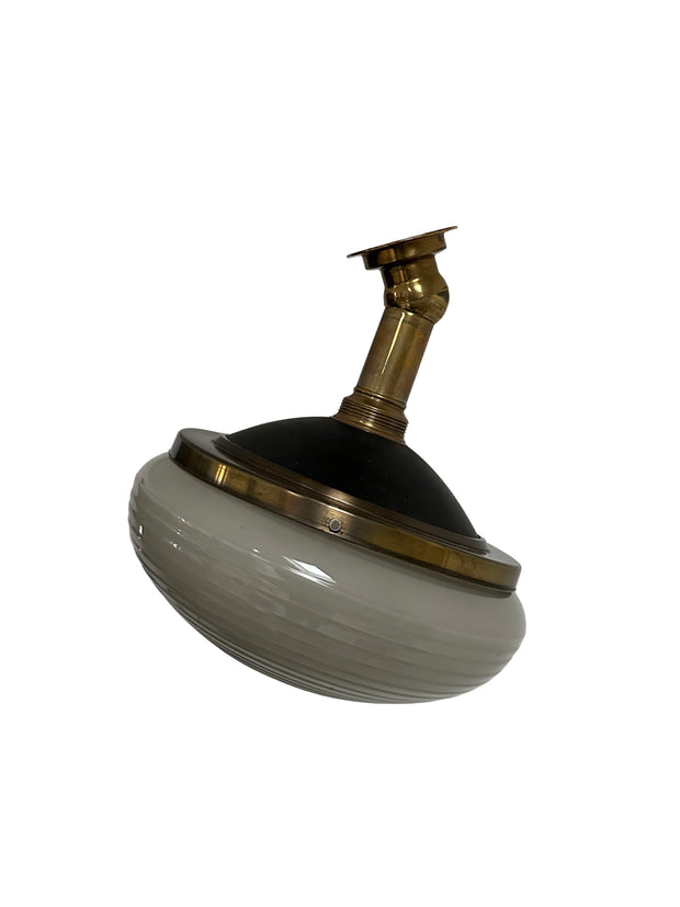 Antique Vintage Industrial Brass Glass Zeiss Ikon Lamp Light By Adolf Meyer