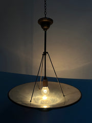 Antique Vintage Industrial Bauhaus Wiskott Mirrored Ceiling Pendant Light Lamp