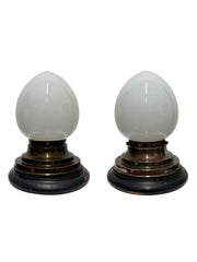 Pair Antique Bauhaus Kandem Opaline Milk Glass Ceiling Pendant Lights by Körting & Mathiesen