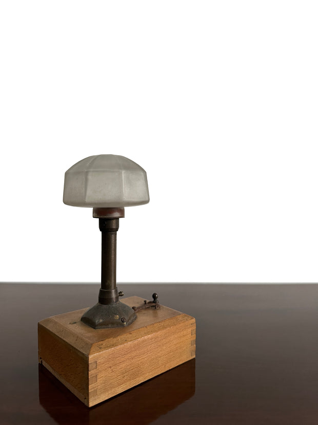 Vintage Industrial Antique Table Desk Task Wooden Glass Night Lamp Light