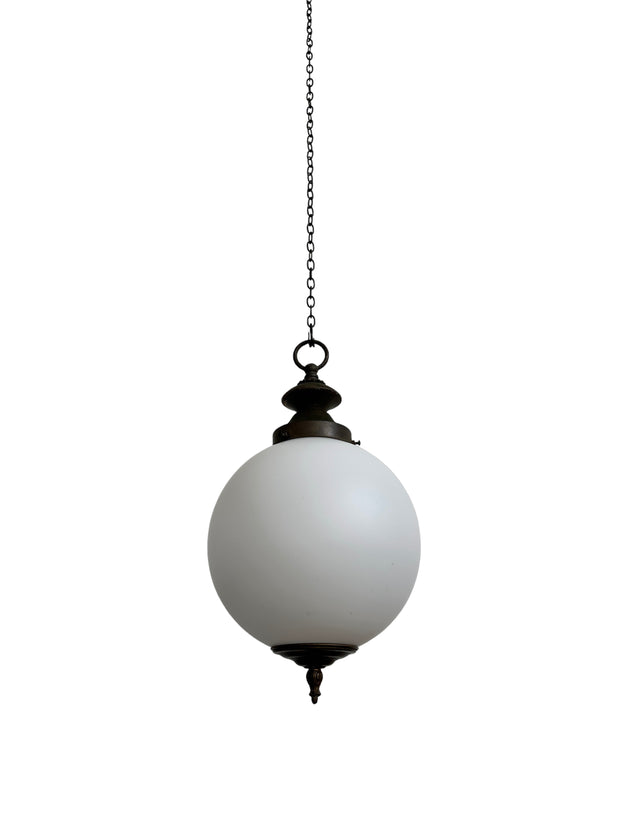 Antique Vintage French Opaline Milk Glass Ceiling Pendant Light Lamp