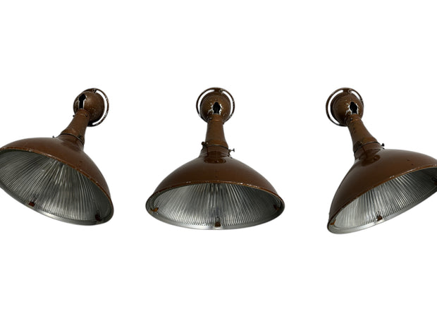 Set Antique Vintage Industrial Holophane Wall Ceiling Lights Lamps Sconces