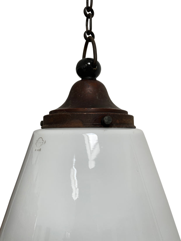 Antique Vintage Industrial Kandem Bauhaus Opaline Ceiling Pendant Light Lamp by Körting & Mathiesen