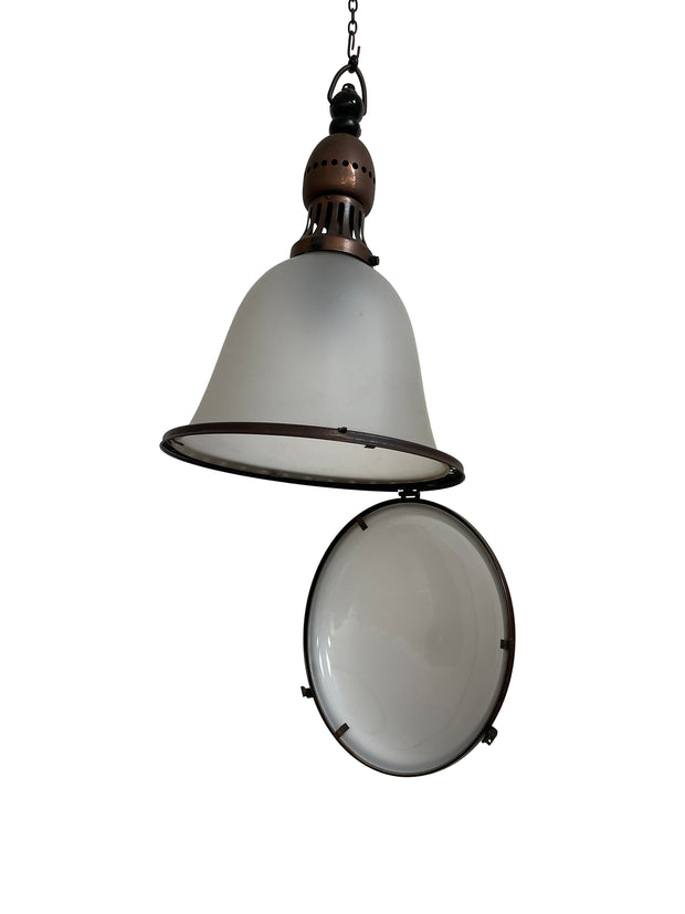 Antique Vintage Bauhaus Kandem Opaline Etched Glass Ceiling Pendant Light Lamp by Körting & Mathiesen