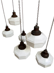 Run Set Antique Victorian Church Opaline Milk White Glass Ceiling Pendants Light Lamp