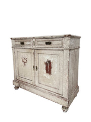 Antique Vintage 19th Century French Painted Credenza Cabinet Chest Of Drawers