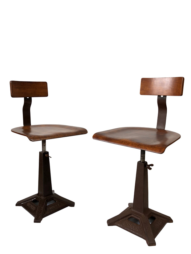 Vintage Industrial Original Singer Sewing Chairs