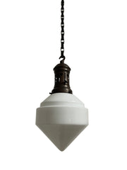 Antique Vintage Bauhaus Opaline Milk White Glass Ceiling Pendant Light Lamp