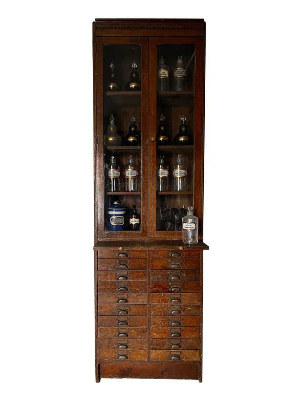Antique Vintage Industrial Haberdashery Museum Glass Display Cabinet