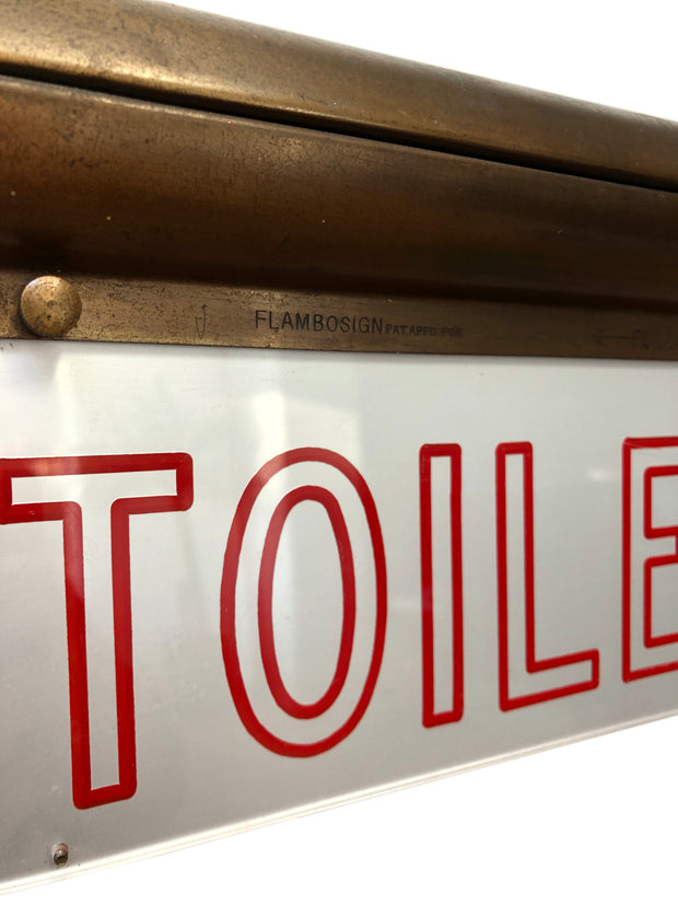 Antique Vintage Art Deco Brass Illuminated Flambosign Toilet Sign